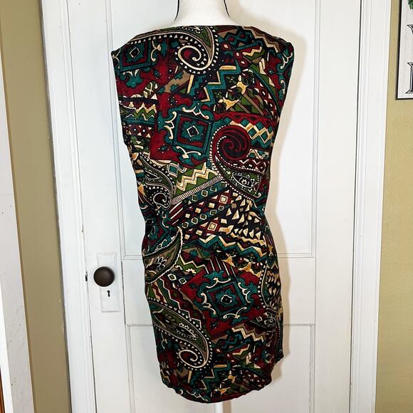 Red Green Cream Sleeveless Button Up Blouse Size Large - Picture 5 of 8